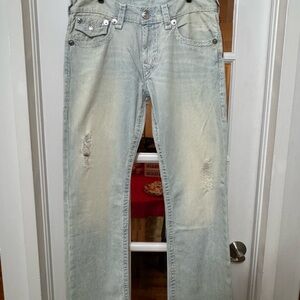 True Religion Men's Faded Blue Straight Jeans
